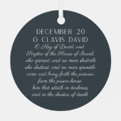 O Clavis David Key of David Advent Ornament メタルオーナメント (裏面)
