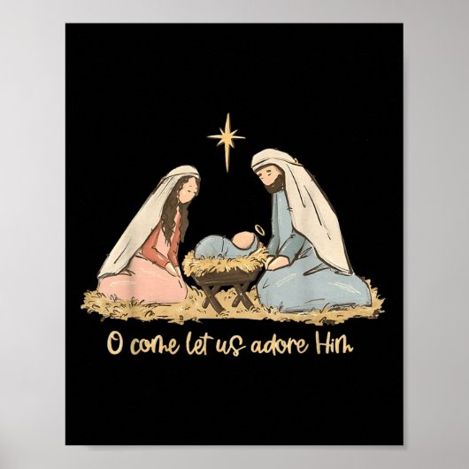 O Come Let Us Adore Him Jesus Christian Merry Chri ポスター (正面)