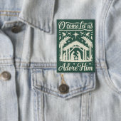 O Come Let Us Adore Him Nativity Scene Christian  缶バッジ (インサイチュ)