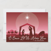 O Come Let Us Adore Him Nativity Scene Christmas シーズンカード (正面)