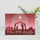 O Come Let Us Adore Him Nativity Scene Christmas シーズンカード (スタンド正面)