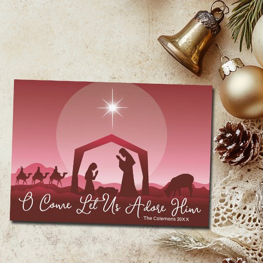 O Come Let Us Adore Him Nativity Scene Christmas シーズンカード