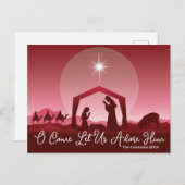 O Come Let Us Adore Him Nativity Scene Christmas シーズンポストカード (正面/裏面)