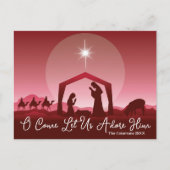 O Come Let Us Adore Him Nativity Scene Christmas シーズンポストカード (正面)