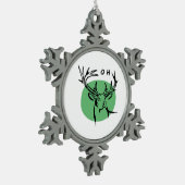 O Dear O Dear Green Minimal Modern Design  スノーフレークピューターオーナメント (左)