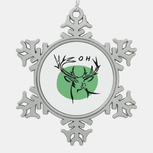 O Dear O Dear Green Minimal Modern Design  スノーフレークピューターオーナメント (正面)