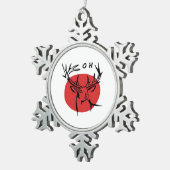 O Dear O Dear Red Retro Classic Design スノーフレークピューターオーナメント (右)