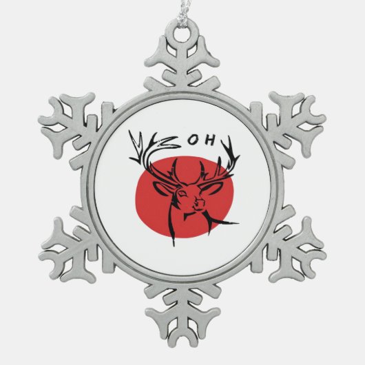 O Dear O Dear Red Retro Classic Design スノーフレークピューターオーナメント (正面)