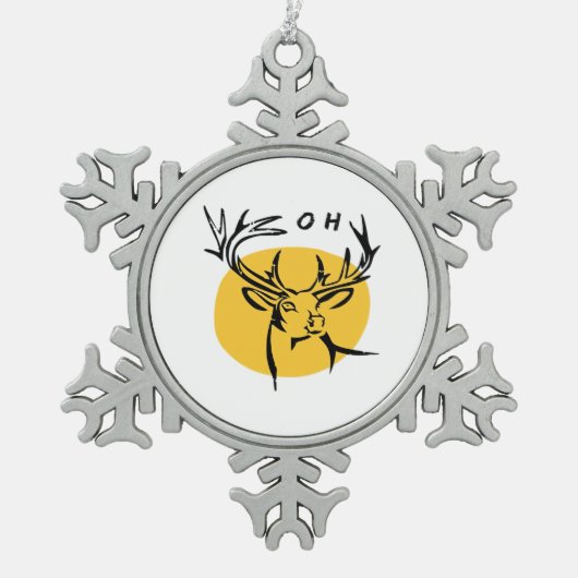 O Dear O Dear Yellow Artistic Style  スノーフレークピューターオーナメント (正面)