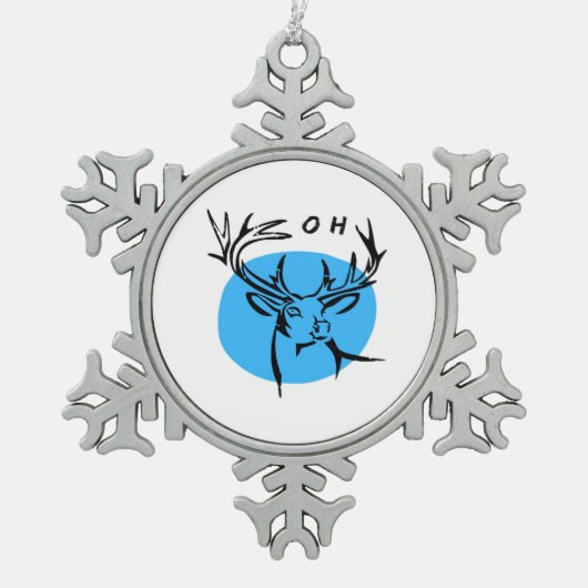 O Dear Oh Dear Blue Whimsical Aesthetic スノーフレークピューターオーナメント (正面)