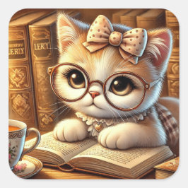 "O Encanto Felino: Guardiões de Mistérios e Carinh スクエアシール