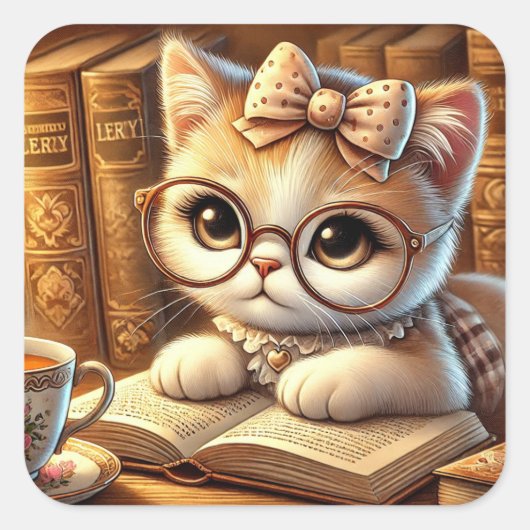 "O Encanto Felino: Guardiões de Mistérios e Carinh スクエアシール (正面)