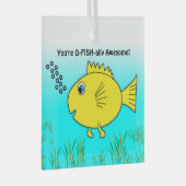 O-Fishに味方して泳ぐ素晴らし漫画魚 ガラスオーナメント (正面右)