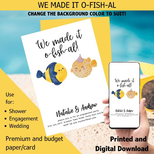 O-FISH-ALかわいい夏おもしろいのブライダルシャワー 招待状