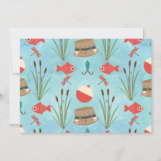 O-fish-alまたは魚釣り第1誕生日招待状 招待状 (裏面)