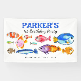 O-Fish-alリールおもしろい魚釣り誕生日へようこそ 横断幕