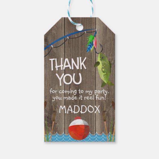 O-fish-al魚釣りをテーマにした誕生日メッセージカード ギフトタグ (正面)