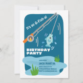 O-Fish-al魚釣りをテーマにした誕生日招待状 招待状 (正面)