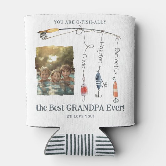 O-Fish-Allyおじいちゃん最高のの子供名と写真 缶クーラー (裏面)