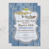 O-FISH-ALLYの魚釣りの誕生日のパーティの招待状 招待状 (正面/裏面)