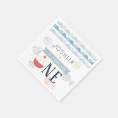 O-fish-allyワン魚釣りボーイホワイト誕生日 スタンダードカクテルナプキン (角)