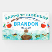 O-fish-ally魚釣りをテーマにした第1の誕生日の背景 横断幕 (横)