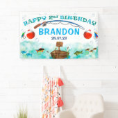 O-fish-ally魚釣りをテーマにした第2の誕生日の背景b 横断幕 (インサイチュ)