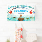 O-fish-ally魚釣りをテーマにした第3の誕生日の背景 横断幕 (インサイチュ)