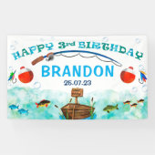 O-fish-ally魚釣りをテーマにした第3の誕生日の背景 横断幕 (横)