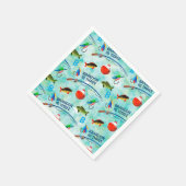 O-fish-ally魚釣りをテーマにした3回目の誕生日パーティー スタンダードカクテルナプキン (角)