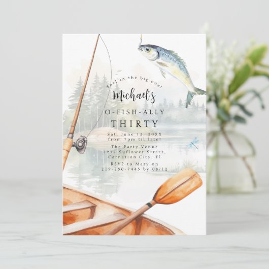 O-Fish-Ally魚釣りをテーマにした30歳の誕生日パーティー 招待状 (スタンド正面)