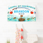 O-fish-ally魚釣りをテーマにした4th誕生日の背景 横断幕 (インサイチュ)