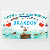 O-fish-ally魚釣りをテーマにした4th誕生日の背景 横断幕 (横)