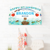 O-fish-ally魚釣りをテーマにした5th誕生日の背景 横断幕 (インサイチュ)