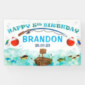 O-fish-ally魚釣りをテーマにした5th誕生日の背景 横断幕 (横)