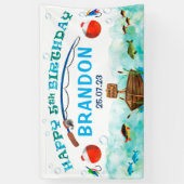 O-fish-ally魚釣りをテーマにした5th誕生日の背景 横断幕 (縦)