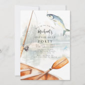 O-Fish-Ally魚釣りテーマ40歳のパーティー 招待状 (正面)