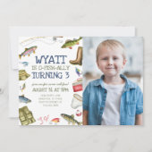 O-Fish-Ally魚釣り誕生日写真招待状 招待状 (正面)