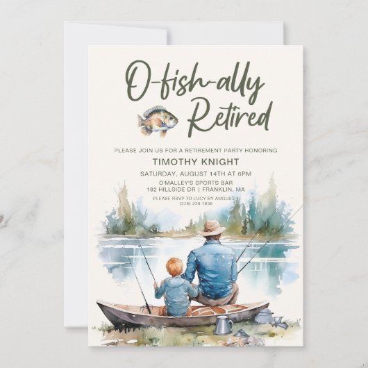 O-fish-ally魚釣り除退職した去パーティー 招待状 (正面)
