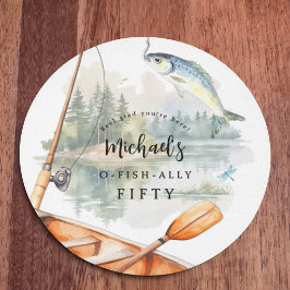 O-Fish-Ally フィッシング バースデーパーティー ラウンドペーパーコースター