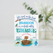 O-Fish-Ally、リトル・フィッシャーマン、魚釣り3番目の誕生日 インビテーションポストカード (スタンド正面)