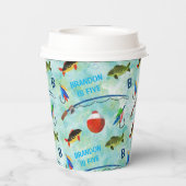 O-Fish-ally、魚釣りをテーマにした男の子1歳の誕生日 紙コップ (裏面)