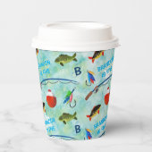 O-Fish-ally、魚釣りをテーマにした男の子1歳の誕生日 紙コップ (正面)