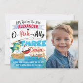 O-Fish-Ally 3魚釣り3回目の誕生日写真 招待状 (正面)