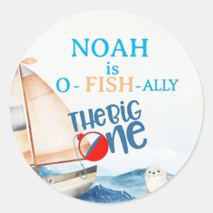 O-Fish-Ally Big One誕生日招待状 ラウンドシール