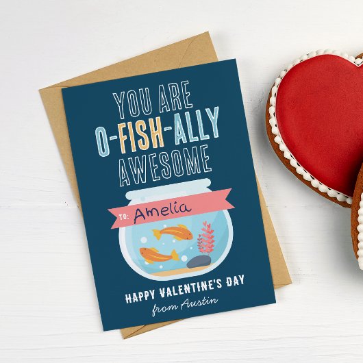 O-Fish-Ally Classroom 素晴らし Valentines Day Card 招待状