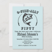 O-fish-ally Fifty おもしろい Bleu 50th Birthday Party 招待状 (正面)