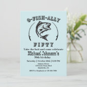 O-fish-ally Fifty おもしろい Bleu 50th Birthday Party 招待状 (スタンド正面)