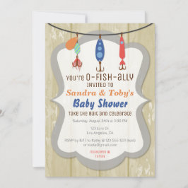 O-FISH-ALLY Fishing Baby Shower Invitation - Tan 招待状
