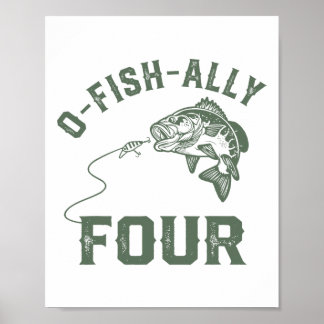 O-fish-ally Four Birthday Decorations 4th Birthday ポスター